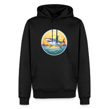 Requin Aquarelle Colorée Dessin Animé Kawaii Animal - Sweat à capuche Premium bio Homme - noir - Devant - Nico (187cm)
