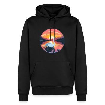 Cygne Aquarelle Colorée Dessin Animé Kawaii Animal - Sweat à capuche Premium bio Homme - noir - Devant - Nico (187cm)