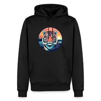Tigre Aquarelle Colorée Dessin Animé Kawaii Animal - Sweat à capuche Premium bio Homme - noir - Devant - Nico (187cm)