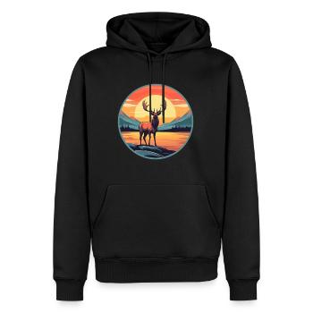 Wapiti Aquarelle Colorée Dessin Animé Kawaii Animal - Sweat à capuche Premium bio Homme - noir - Devant - Nico (187cm)