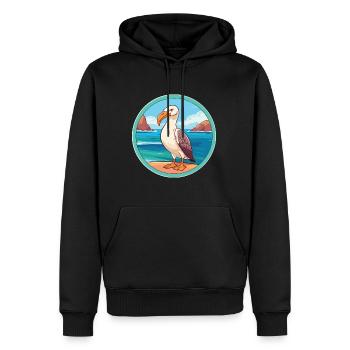 Albatros aquarelle dessin animé Kawaii Clipart Animal - Sweat à capuche Premium bio Homme - noir - Devant - Nico (187cm)