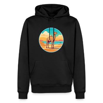 Kamel-Aquarell-Cartoon-Kawaii-Clipart-Tier - Männer Premium Bio Hoodie - Schwarz - Vorne - Nico (187cm)