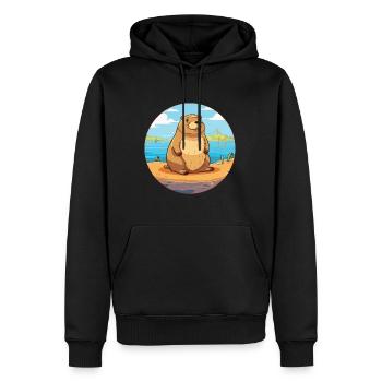 Castor aquarelle dessin animé Kawaii Clipart Animal - Sweat à capuche Premium bio Homme - noir - Devant - Nico (187cm)