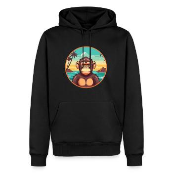 Chimpanzé aquarelle dessin animé Kawaii Clipart animal de compagnie - Sweat à capuche Premium bio Homme - noir - Devant - Nico (187cm)