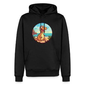 Dinosaurier Aquarell Cartoon Kawaii Clipart Tier - Männer Premium Bio Hoodie - Schwarz - Vorne - Nico (187cm)