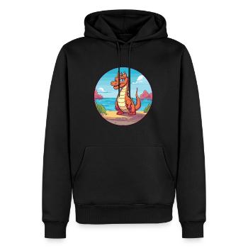 Dragon Aquarelle Cartoon Kawaii Clipart Animal - Sweat à capuche Premium bio Homme - noir - Devant - Nico (187cm)
