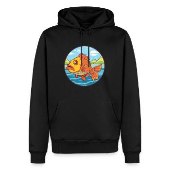 Poisson Aquarelle Dessin Animé Kawaii Clipart Animal - Sweat à capuche Premium bio Homme - noir - Devant - Nico (187cm)