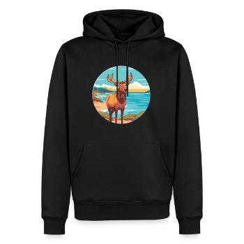 Elch Aquarell Cartoon Kawaii Clipart Tier - Männer Premium Bio Hoodie - Schwarz - Vorne - Nico (187cm)