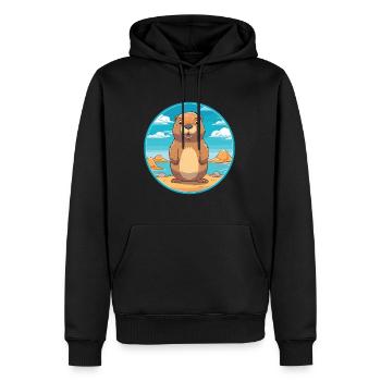 Und täglich grüßt das Murmeltier Aquarell Karikatur Kawaii Clipart Tier - Männer Premium Bio Hoodie - Schwarz - Vorne - Nico (187cm)