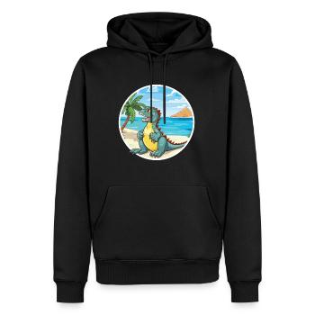 Iguane aquarelle dessin animé Kawaii Clipart Animal - Sweat à capuche Premium bio Homme - noir - Devant - Nico (187cm)