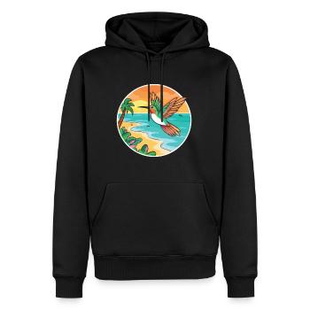 Colibri aquarelle dessin animé Kawaii Clipart animal de compagnie - Sweat à capuche Premium bio Homme - noir - Devant - Nico (187cm)