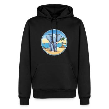 Éléphant aquarelle dessin animé Kawaii Clipart Animal - Sweat à capuche Premium bio Homme - noir - Devant - Nico (187cm)