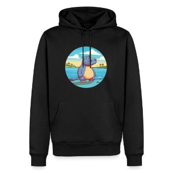 Nilpferd Aquarell Cartoon Kawaii Clipart Tier - Männer Premium Bio Hoodie - Schwarz - Vorne - Nico (187cm)