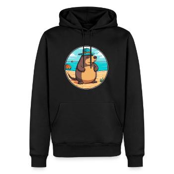 Mole Watercolor Cartoon Kawaii Clipart Animal - Men’s Premium Organic Hoodie - black - Front - Nico (187cm)