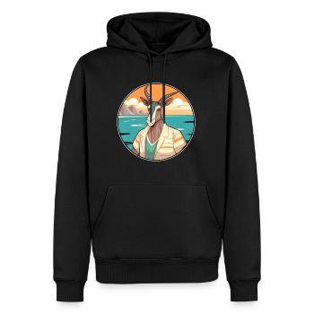 Oryx Aquarelle Dessin Animé Kawaii Clipart Animal - Sweat à capuche Premium bio Homme - noir - Devant - Nico (187cm)