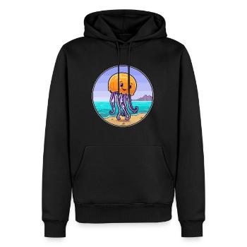 Qualle Aquarell Cartoon Kawaii Clipart Tier - Männer Premium Bio Hoodie - Schwarz - Vorne - Nico (187cm)
