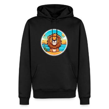 Lion aquarelle dessin animé Kawaii Clipart Animal - Sweat à capuche Premium bio Homme - noir - Devant - Nico (187cm)