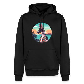Okapi Watercolor Cartoon Kawaii Clipart Animal - Men’s Premium Organic Hoodie - black - Front - Nico (187cm)