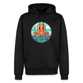 Poulpe aquarelle dessin animé kawaii Clipart Animal - Sweat à capuche Premium bio Homme - noir - Devant - Nico (187cm)