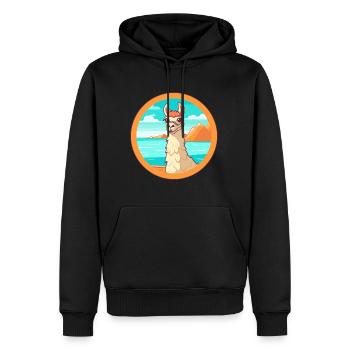 Lama Aquarell Cartoon Kawaii Clipart Tier - Männer Premium Bio Hoodie - Schwarz - Vorne - Nico (187cm)