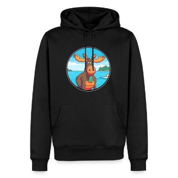 Elch Aquarell Cartoon Kawaii Clipart Tier - Männer Premium Bio Hoodie - Schwarz - Vorne - Nico (187cm)