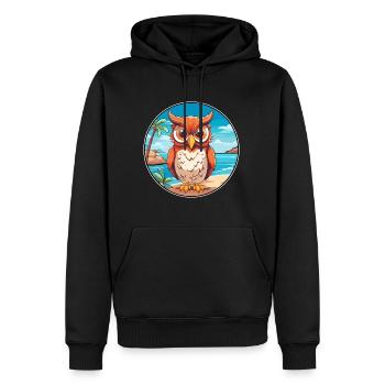 hibou aquarelle dessin animé Kawaii Clipart Animal - Sweat à capuche Premium bio Homme - noir - Devant - Nico (187cm)