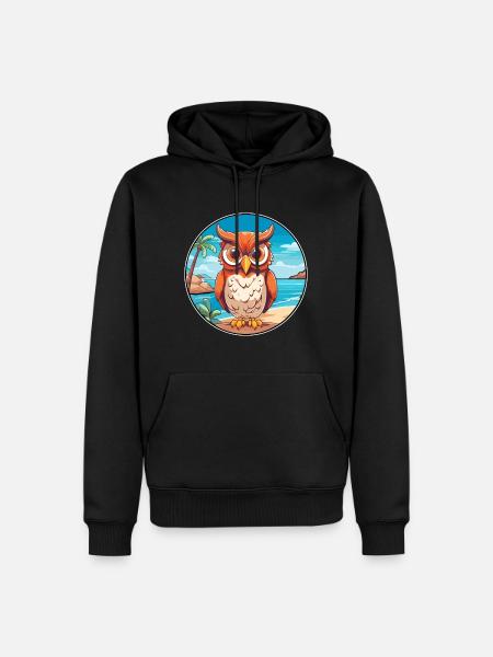 ugle, akvarel, cartoon, kawaii Clipart, dyr - Herre Premium økologisk hoodie - sort