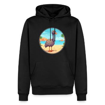Straußen, Aquarell, Cartoon, Kawaii, Clipart, Tier - Männer Premium Bio Hoodie - Schwarz - Vorne - Nico (187cm)