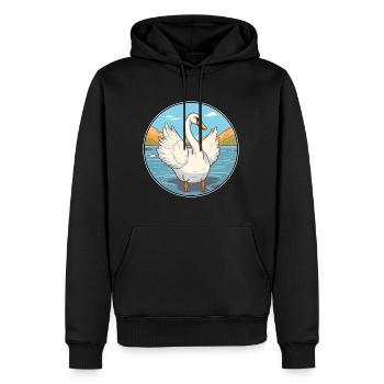 Cygne aquarelle dessin animé Kawaii Clipart Animal - Sweat à capuche Premium bio Homme - noir - Devant - Nico (187cm)