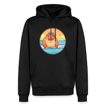 Walrus Aquarelle Dessin animé Kawaii Clipart Animal - Sweat à capuche Premium bio Homme - noir - Devant - Nico (187cm)