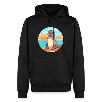 Siegel Aquarell Cartoon Kawaii Clipart Tier - Männer Premium Bio Hoodie - Schwarz - Vorne - Nico (187cm)