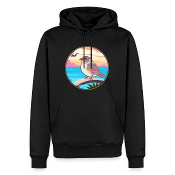 Moineau aquarelle dessin animé Kawaii Clipart Animal - Sweat à capuche Premium bio Homme - noir - Devant - Nico (187cm)