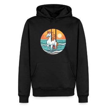 Einhorn Aquarell Cartoon Kawaii Clipart Tier - Männer Premium Bio Hoodie - Schwarz - Vorne - Nico (187cm)