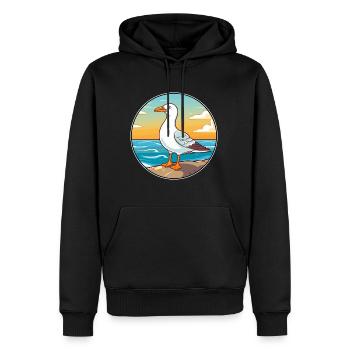 Mouette aquarelle dessin animé Kawaii Clipart Animal - Sweat à capuche Premium bio Homme - noir - Devant - Nico (187cm)