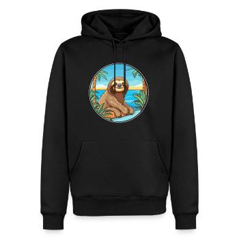 Paresseux aquarelle dessin animé Kawaii Clipart Animal - Sweat à capuche Premium bio Homme - noir - Devant - Nico (187cm)