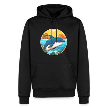 Wal Aquarell Cartoon Kawaii Clipart Tier - Männer Premium Bio Hoodie - Schwarz - Vorne - Nico (187cm)
