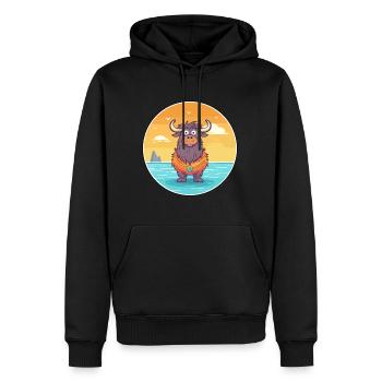 Yak aquarelle dessin animé Kawaii Clipart Animal - Sweat à capuche Premium bio Homme - noir - Devant - Nico (187cm)