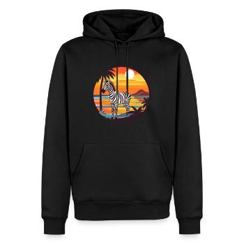 Zebra Watercolor Cartoon Kawaii Clipart Animal - Men’s Premium Organic Hoodie - black - Front - Nico (187cm)