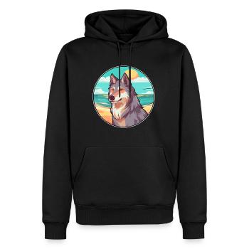 Wolf Aquarell Cartoon Kawaii Clipart Tier - Männer Premium Bio Hoodie - Schwarz - Vorne - Nico (187cm)