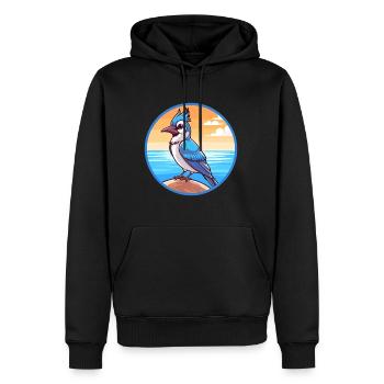 Blue Jay Watercolor Cartoon Kawaii Clipart Animal - Men’s Premium Organic Hoodie - black - Front - Nico (187cm)