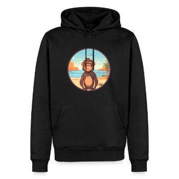 Babouin aquarelle dessin animé Kawaii Clipart Animal - Sweat à capuche Premium bio Homme - noir - Devant - Nico (187cm)