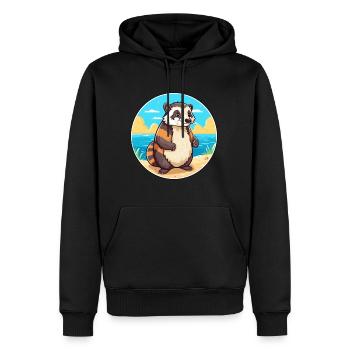 Blaireau Aquarelle Dessin Animé Kawaii Clipart Animal - Sweat à capuche Premium bio Homme - noir - Devant - Nico (187cm)