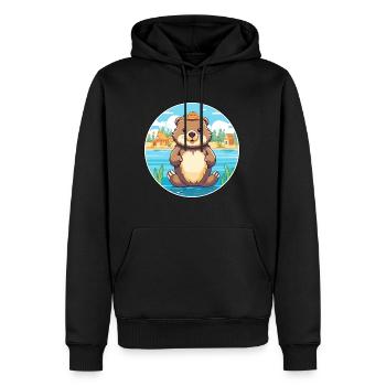 Castor aquarelle dessin animé Kawaii Clipart Animal - Sweat à capuche Premium bio Homme - noir - Devant - Nico (187cm)