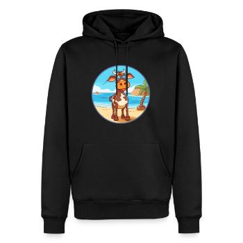 Vache aquarelle dessin animé kawaii clipart animal - Sweat à capuche Premium bio Homme - noir - Devant - Nico (187cm)