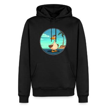 Canard aquarelle dessin animé kawaii clipart animal - Sweat à capuche Premium bio Homme - noir - Devant - Nico (187cm)