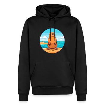 Und täglich grüßt das Murmeltier Aquarell Karikatur Kawaii Clipart Tier - Männer Premium Bio Hoodie - Schwarz - Vorne - Nico (187cm)