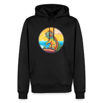 Caméléon aquarelle dessin animé Kawaii Clipart Animal - Sweat à capuche Premium bio Homme - noir - Devant - Nico (187cm)