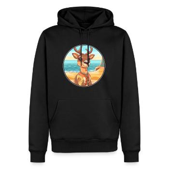 Hirsch Aquarell Karikatur Kawaii Clipart Tier - Männer Premium Bio Hoodie - Schwarz - Vorne - Nico (187cm)