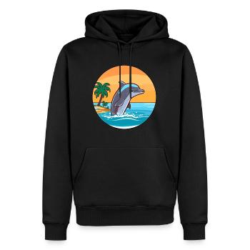 Delfin Aquarell Cartoon Kawaii Clipart Tier - Männer Premium Bio Hoodie - Schwarz - Vorne - Nico (187cm)