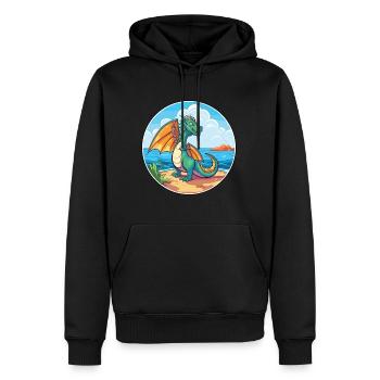 Dragon Aquarelle Cartoon Kawaii Clipart Animal - Sweat à capuche Premium bio Homme - noir - Devant - Nico (187cm)